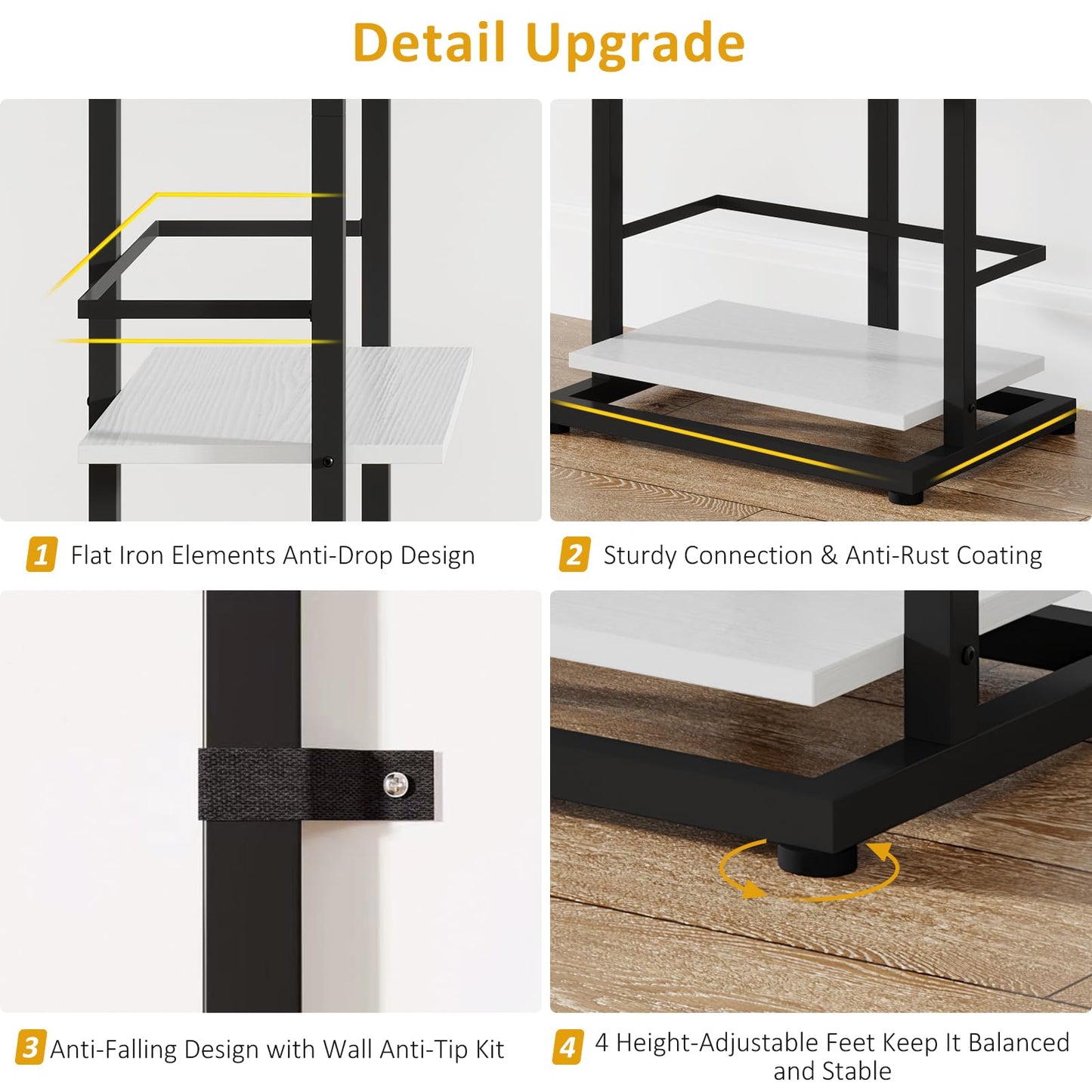 Hosfais Book Shelf Tall Bookshelf: 5 Tier Wood Bookcase with Metal Edge Protection Industrial Narrow Bookshelf Corner Storage Organizer Display Book Rack for Living Room Bedroom Office (Black White)