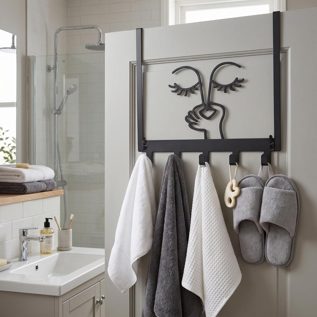Reallnaive Bad Smell Humorous Over The Door Hooks Bathroom Decoration Hanger Wall Mount Art Funny Rack Holder for Towel, Hat, Coat, Cloth, Keychain, Bag, Christmas Gift