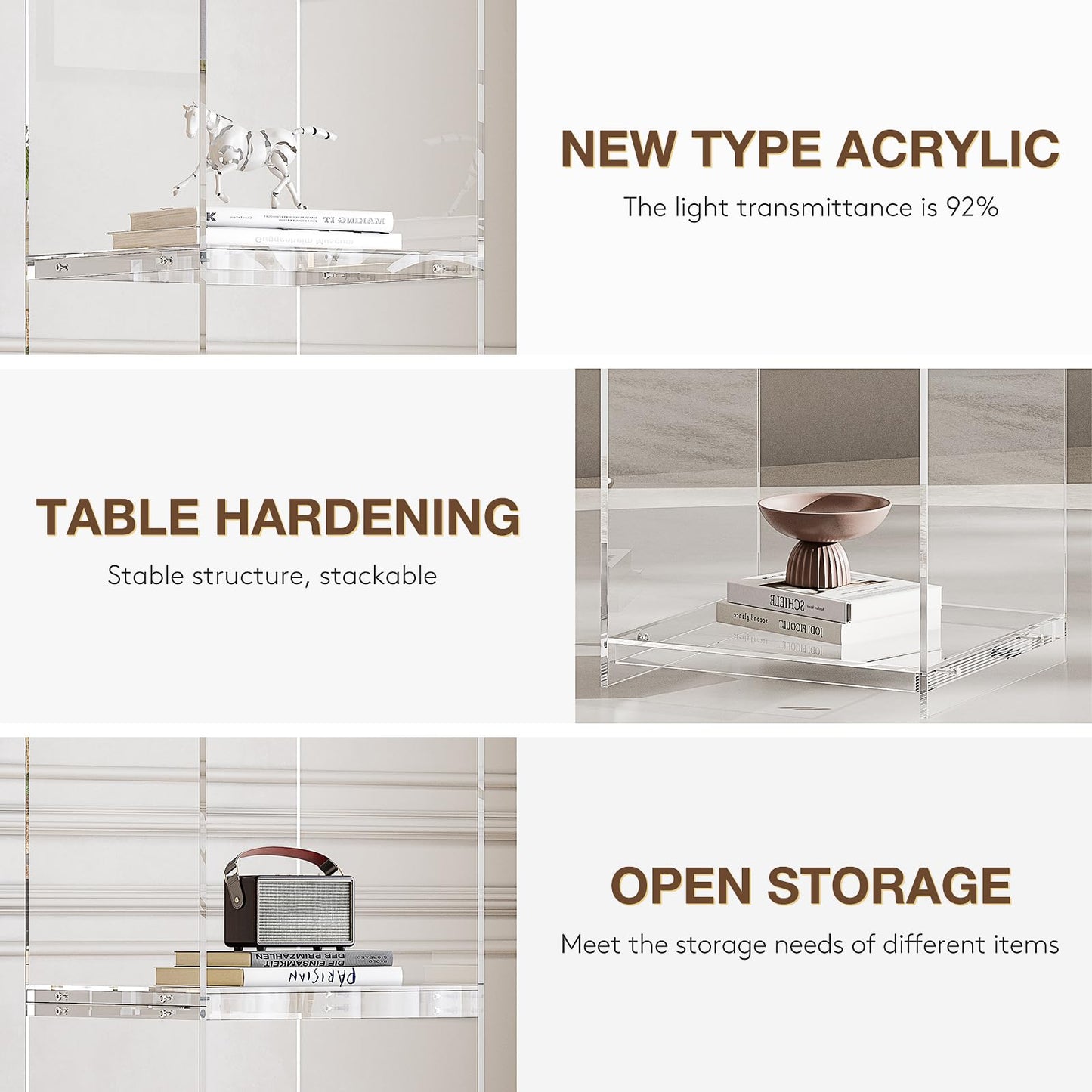 bitaycan Acrylic Display Cabinet, 4-Tier Display Case in Bedroom, Living Room, Playroom, Modern Style (16" D x 16" W x 62" H)
