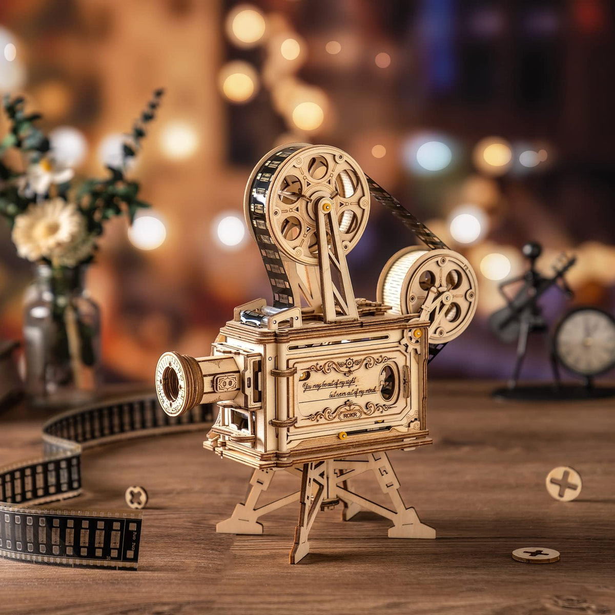 ROKR 3D Wooden Puzzles for Adults- 183pcs Mechanical Model Building Kit Wooden Craft Movie Projector Gift for Adults &Teens 14+ (Vitascope)