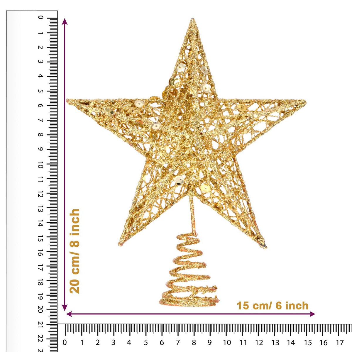Bememo Glittered Christmas Tree Topper, 8 Inches Glitter Star Tree Topper Exquisite Shimmery Star for Christmas Decoration (Glod)