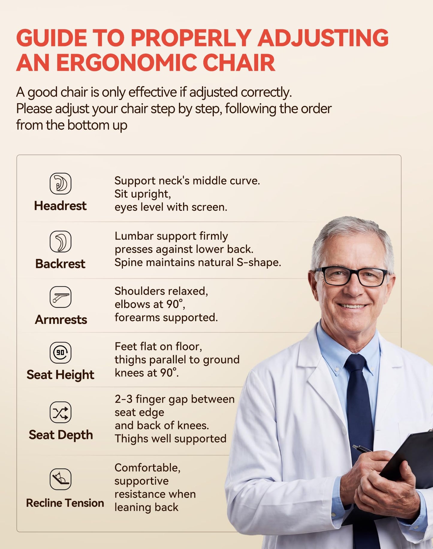 SIHOO B100 Pro Ergonomic Office Chair, Office Chair with Adaptive Lumbar Support, Computer Chair with Dual-Back, Desk Chair with 360° Rotatable & Flip-Up Armrests, 3D Wide Headrest, Light Grey