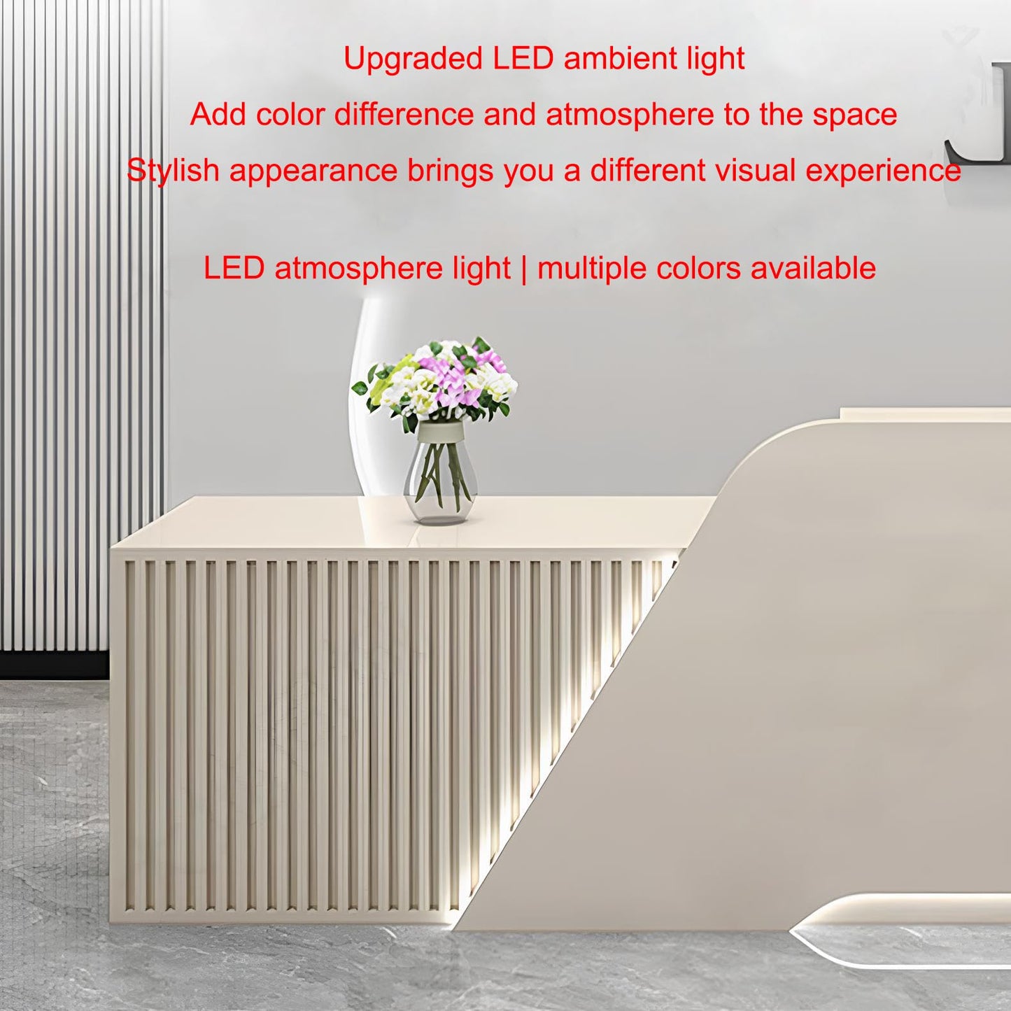 Commercial Reception Desk with Lockable Drawers, Front Counter for Office & Retail Checkout, Stylish Lobby Furniture, SOHO & Boutique Use - 160cm/63in, Left Configuration