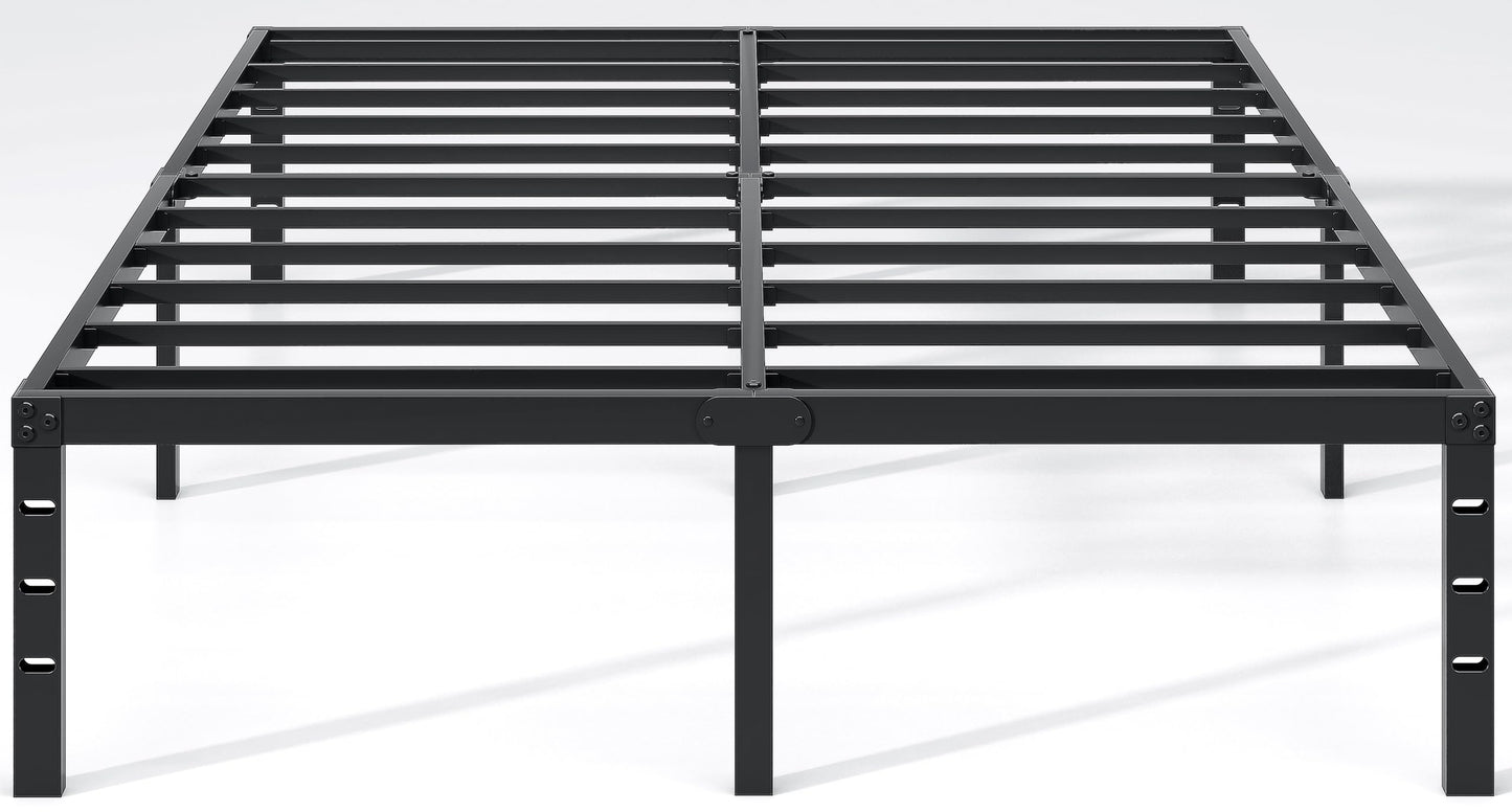 NEW JETO Metal Bed Frame,Full Size Bed Frame with Storage Space,Heavy Duty Sturdy Mattress Foundation,Easy Assembly,No Box Spring Needed, Black,18 Inch,Full