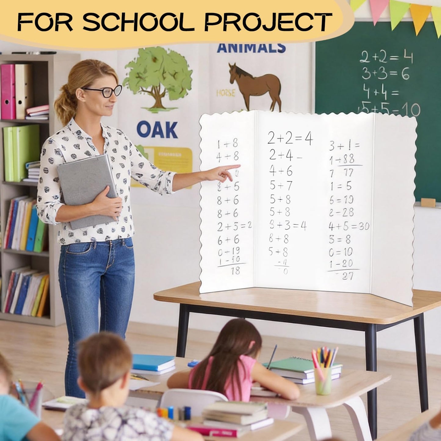 6 Pack 24" x 36" White Trifold Poster Board Bulk, Corrugated Foldable Tri-fold Display Board for Science Fair, School Projects, Presentations, Art, Business & Classroom Supplies
