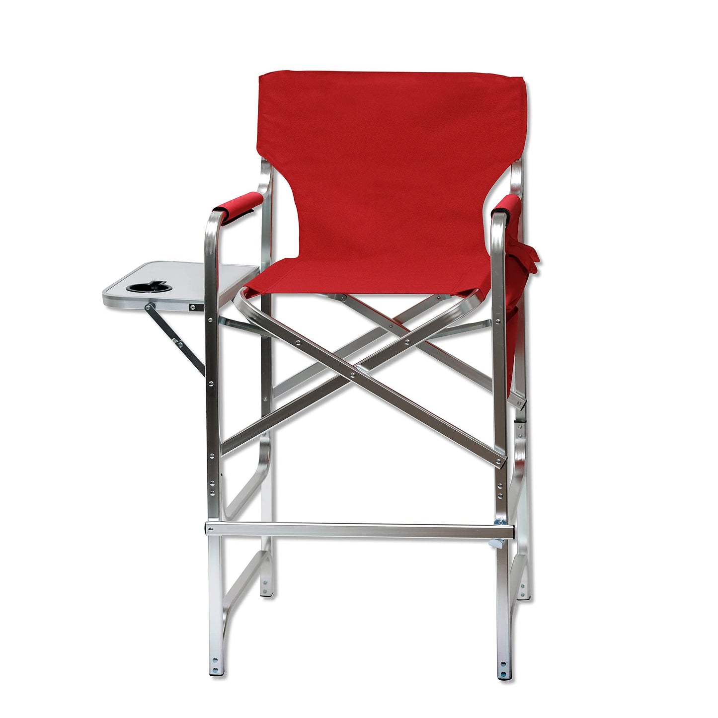 Trademark Innovations 45" Aluminum Frame Tall Metal Director's Chair with Side Table (Red)