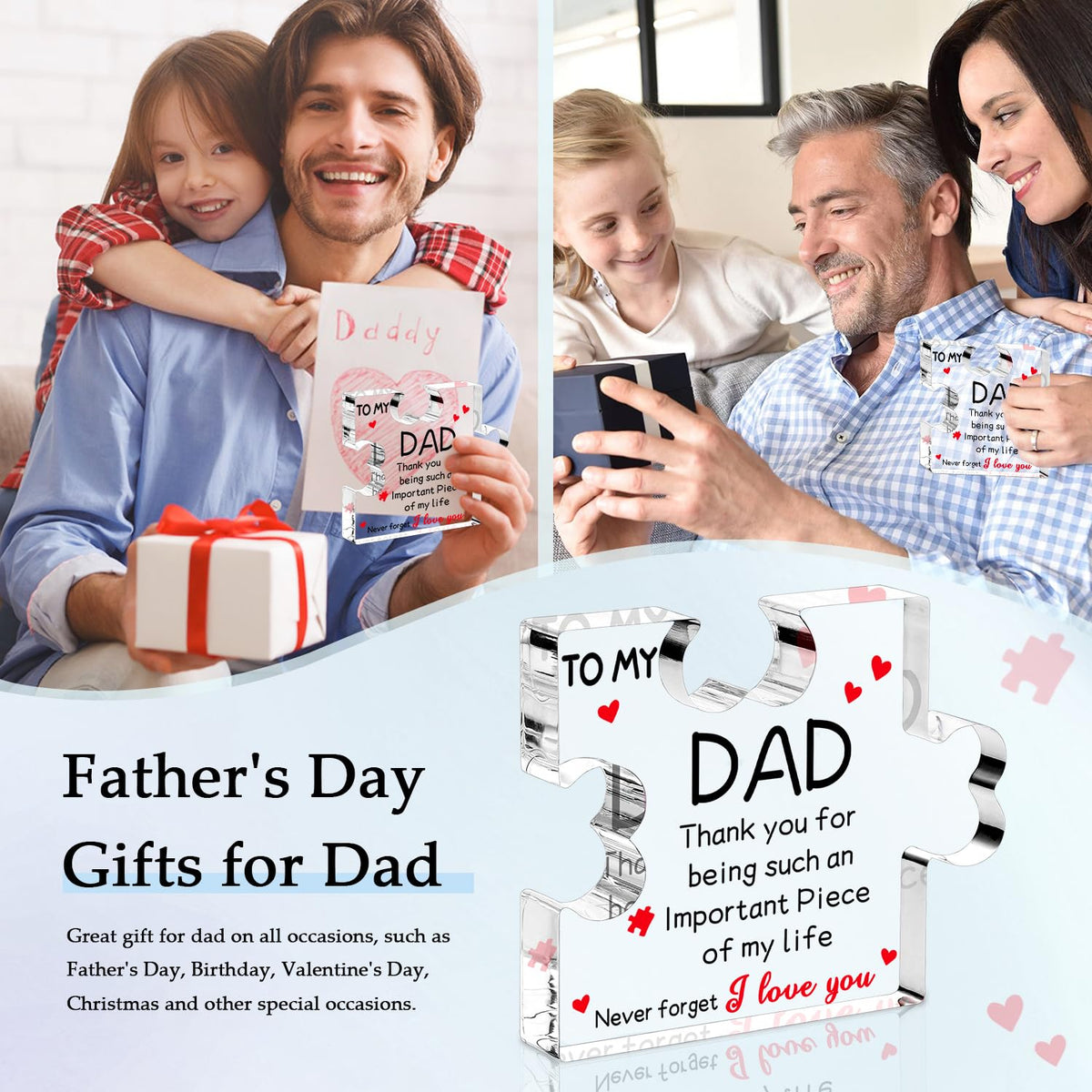 iLifemate Dad Gifts, Birthday Gift for Dad - Engraved Acrylic Plaque 3.9 x 3.2 x 0.47 inches, Cool Dad Presents from Daughter, Son, Wife, Heartwarming Men Birthday Gift, Ideas