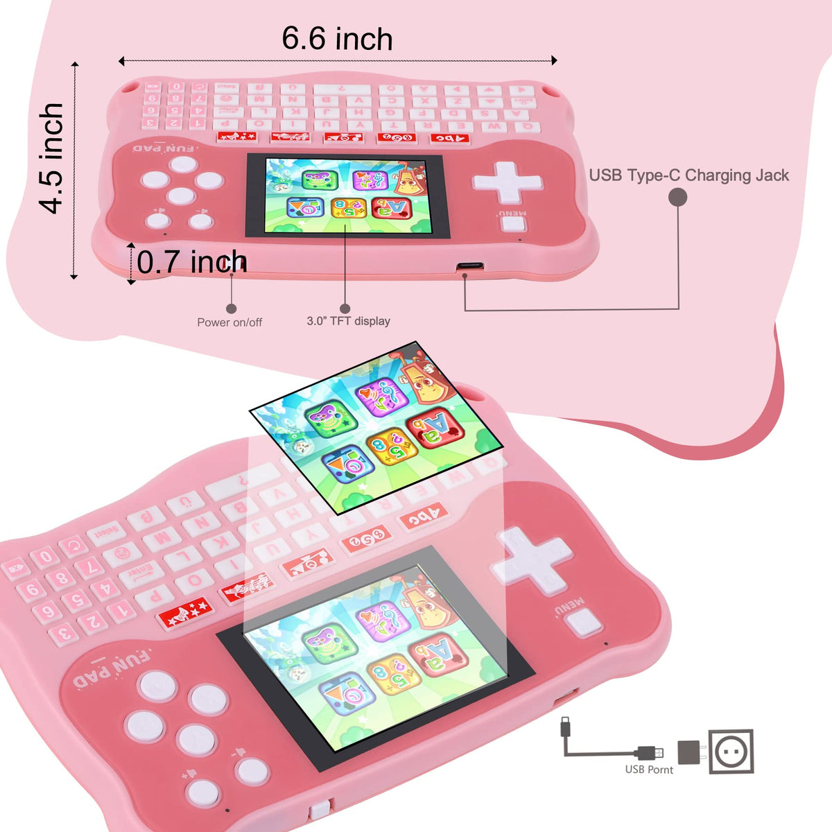 Kids Tablet/Baby Learning Pad with 102 Activities/Toddler Tablet with ABC/Words/Music/Math Interactive Educational Electronic Toys Gifts Handheld Game for Preschool Boys Girls Ages 3-12