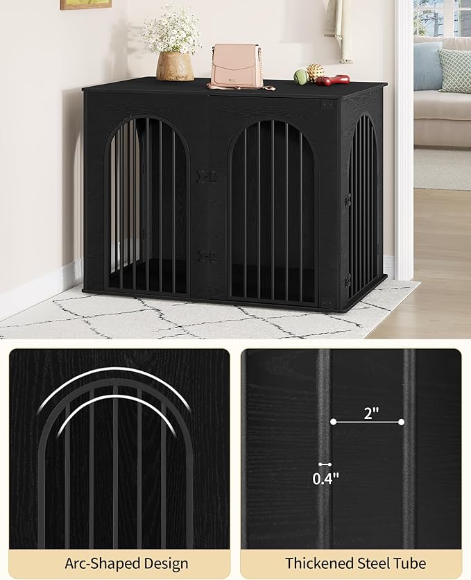 Hzuaneri 44.1" Wooden Dog Crate Furniture, Indoor Dog Kennel Dogs Cage