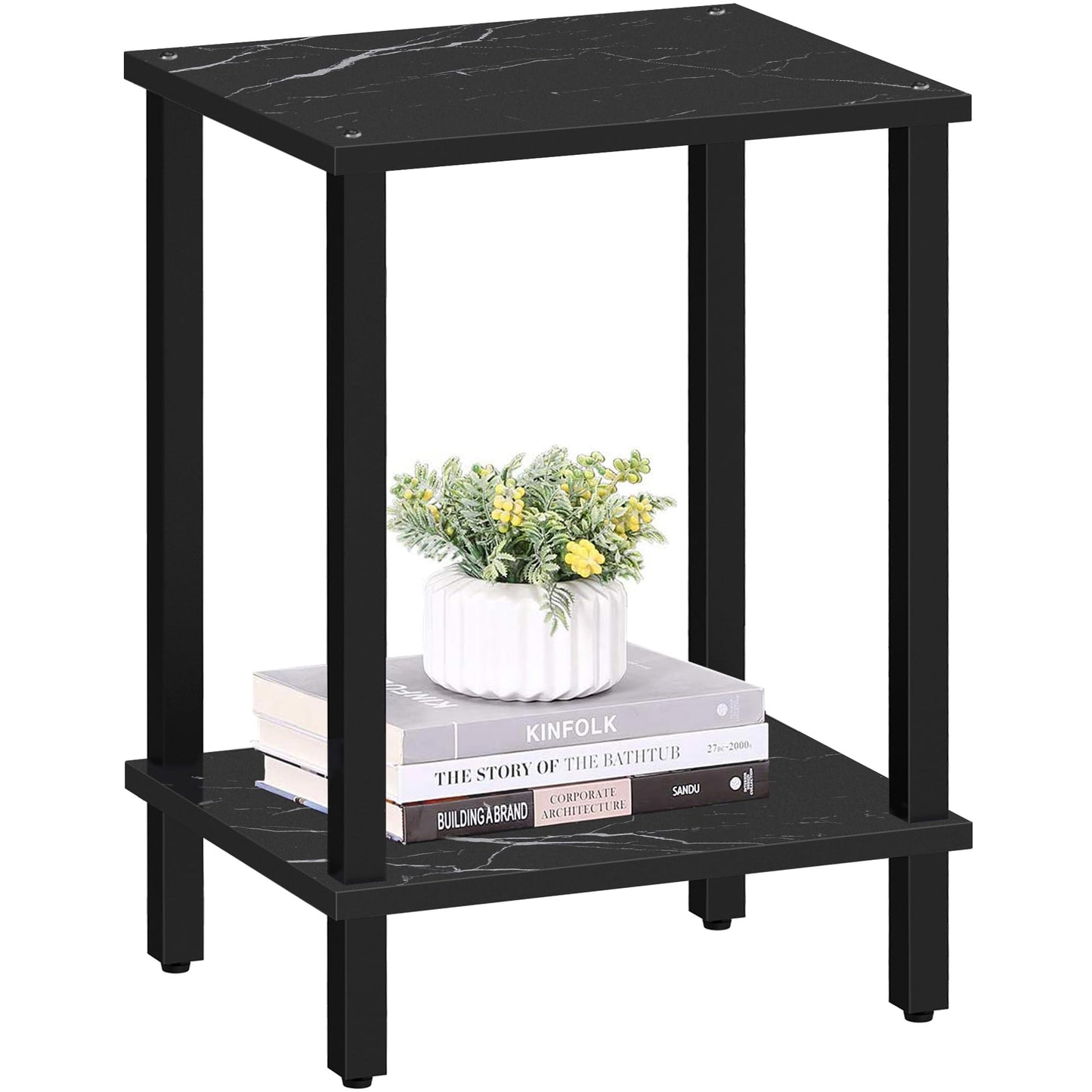 TUTOTAK End Table, Side Table, Nightstand, 2-Tier Storage Shelf, Sofa Side Table for Small Space, Living Room, Bed Room TB01BMK034