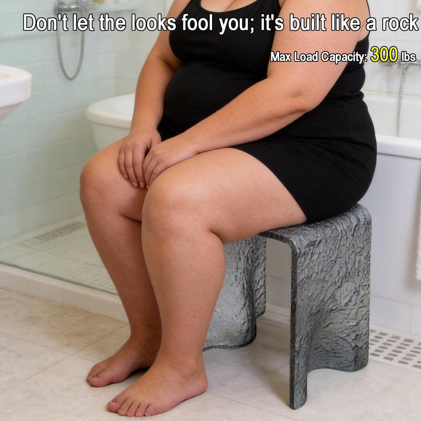 YKFBGZS 15.7" L*11.4" W *16.5" H,Black Shower Stool,Acrylic Shower Bench Stool Chair Seat for Bathroom Shower,Seat or Organizer for Living Room, Bedroom and Garden - Great for All Ages Unisex Elderly