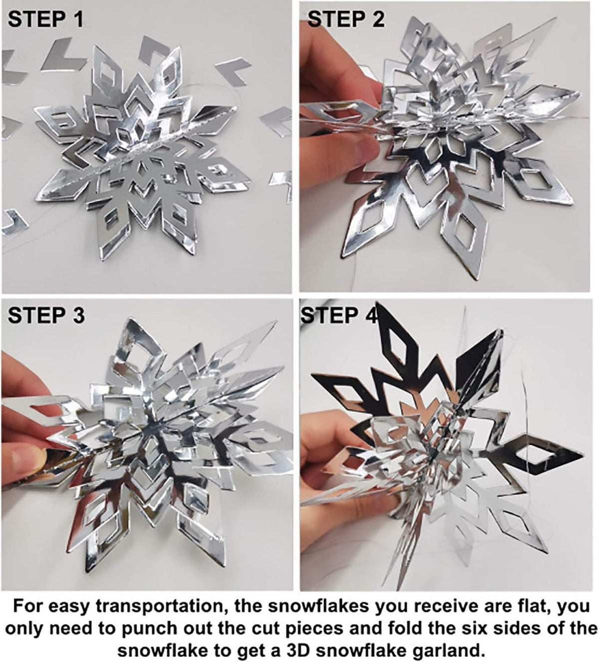 CNUSER 24Pcs Winter Wonderland Snowflakes Party Decorations 3D Card Hanging Paper Centerpieces for/Birthday/Christmastree/New Year/Baby Shower/Wedding Party/Shopwindow Supplies (24PCS White)