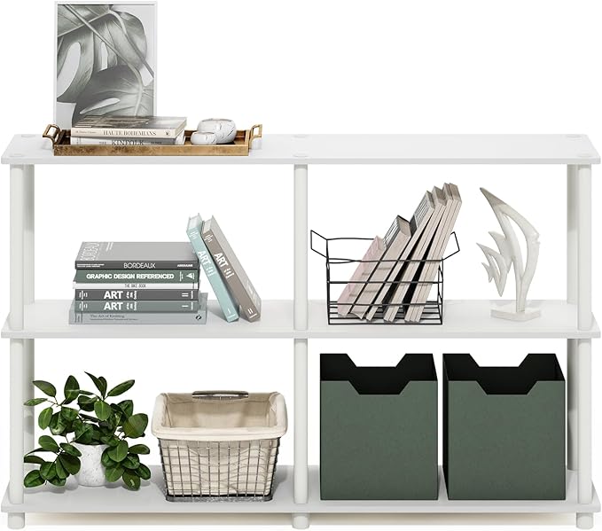 Furinno Turn-N-Tube Storage Shelves, 3-Tier 47.4 Wide Book Shelf, Corner Shelf
