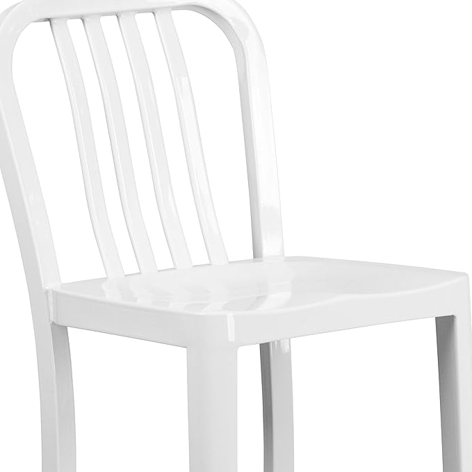 Flash Furniture Commercial Grade 30" High White Metal Indoor-Outdoor Barstool