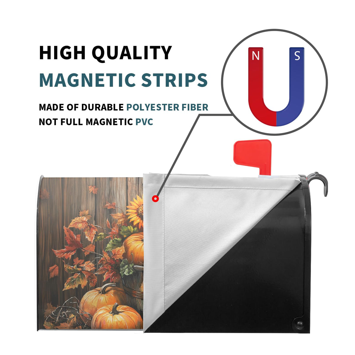 Fall Mailbox Covers Magnetic Standard Size 21x18 Inch Autumn Pumpkins Mailbox Wraps Thanksgiving Harvest Post Letter Box Cover Sunflowers Mailbox Post Protector for Home Garden Yard Outdoor Outside
