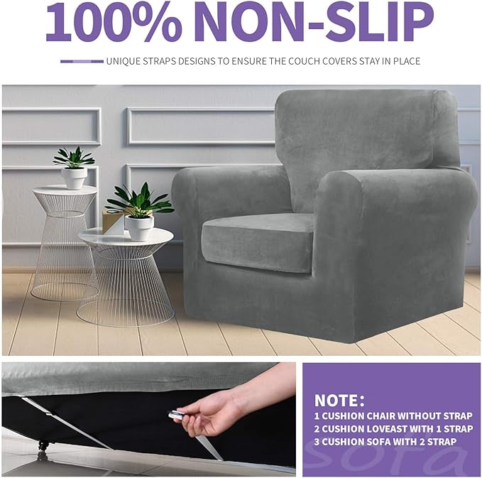 ZNSAYOTX Oversized Velvet 3 Piece Couch Cover