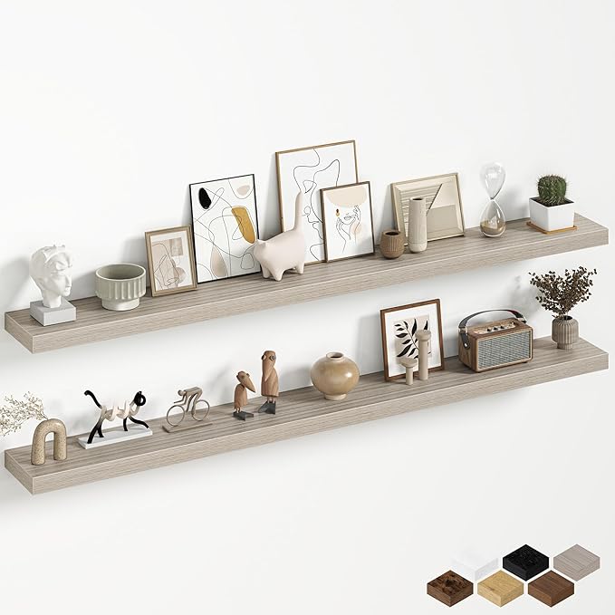 Fun Memories 60 Inch Fireplace Mantel Shelf, Deep Floating Shelves