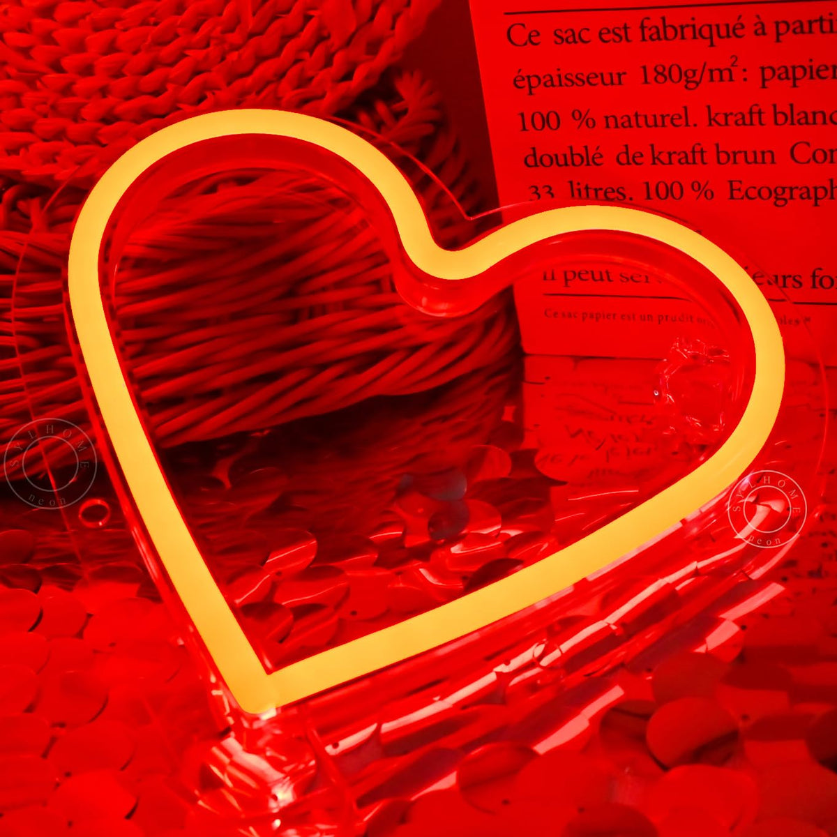 SYLHOME Red Heart Led Neon Light Sign Battery Operated or USB Powered Bedroom Wedding Wall Sign Decor Valentines Day Birthday Christmas Gifts USB 7.87" X 7.28"