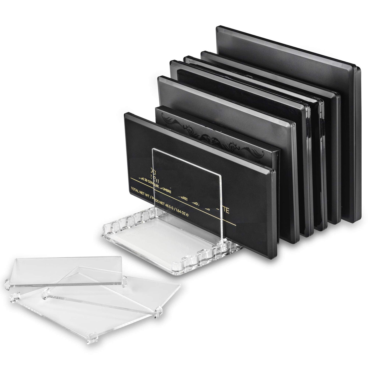 byAlegory Acrylic Makeup Eyeshadow Palette Organizer W/ Removable Dividers | 10 Space Vanity Desk Storage Fits All Palette Sizes - Clear