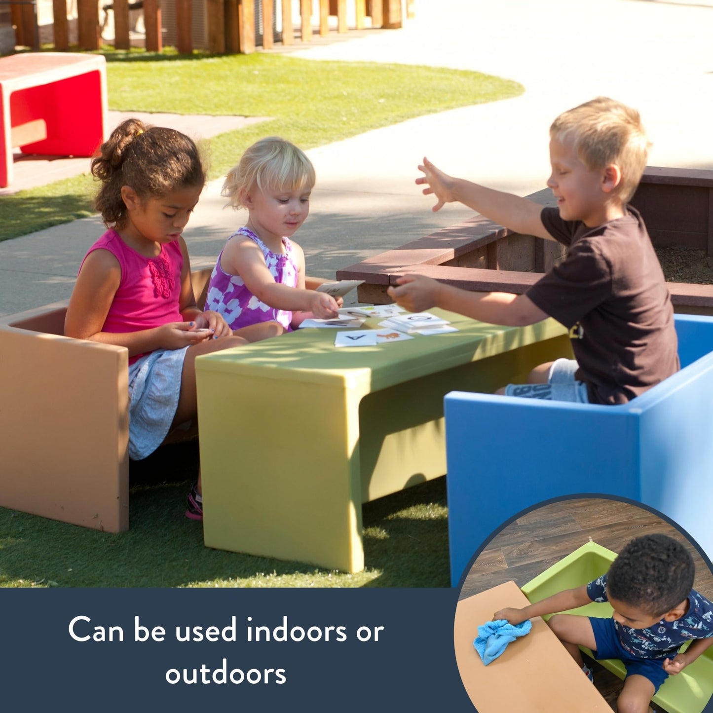 Children's Factory 3-in-1 Adapta-Benches for Kids, Flexible Seating Classroom Furniture, 3-Pack Kids Chair Set