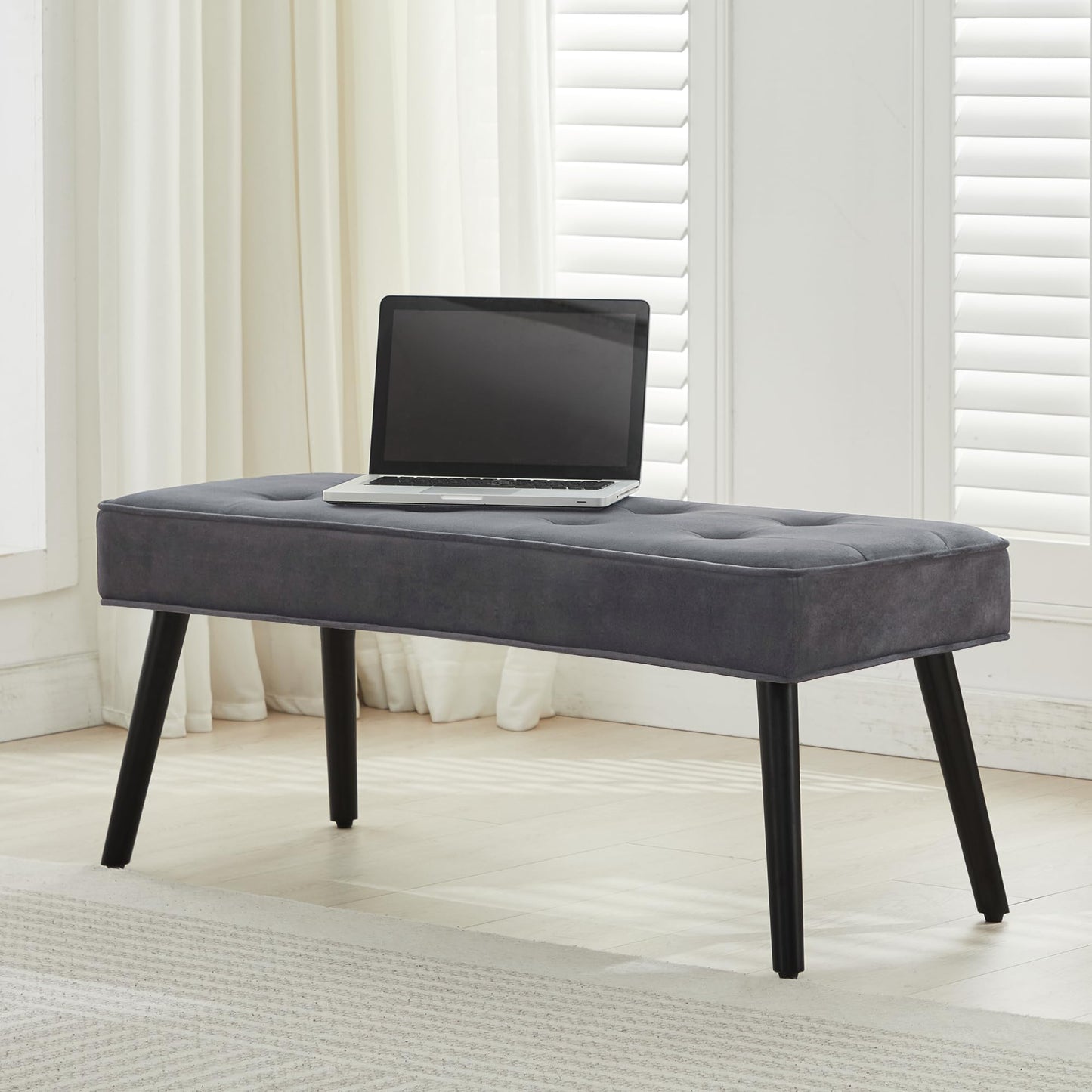 UDAX 40'' Upholstered Bench, Entryway Ottoman with Wooden Legs for Living Room, End of Bed Bench
