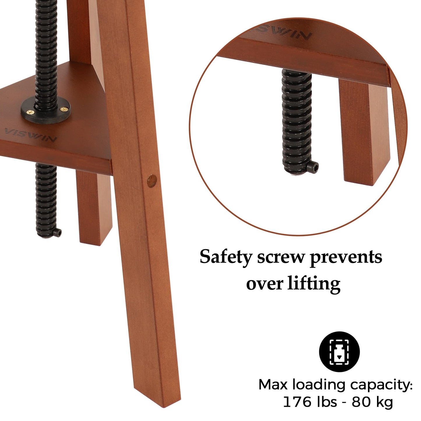 VISWIN Adjustable Drafting Stool, Beech Wood, Artist Stool Chair, Supports Up to 176 Lbs, for Artists, Studio, Home Use, Office, Kitchen, Walnut