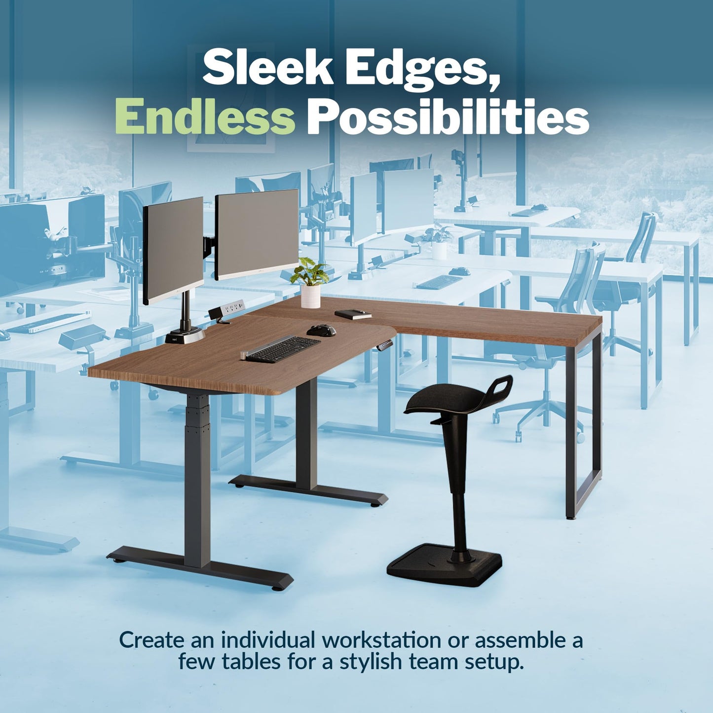 Vari Table 48x24 - Modern Computer Desk with Durable Laminate Finish and Slim Legs - Ideal for Gaming, Home, or Office - Stand-Alone Workstation or Corner Side Table - Walnut