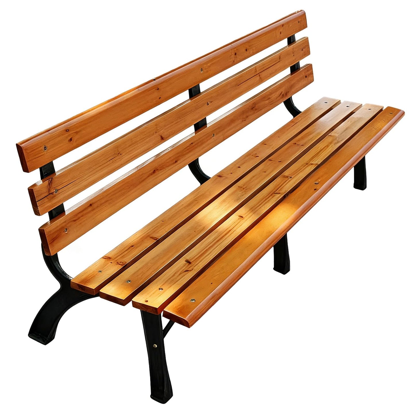 Outdoor Benches, Weatherproof Metal Park Bench.Wooden Park Benches for Outside with Back & Cast Iron Legs Garden Bench Solid Wood Slats Porch Bench for Patio Yard Courtyard Walkway and Publ