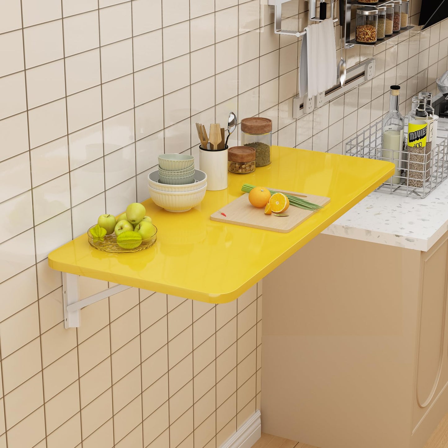 YJZXXLSH Wall Mounted Laundry Room Folding Table，Fold Down Desk for Small Spaces |Office|Study|Work Bench|Kitchen Dining Restaurant| Home Bar | Waterproof Easy to Install and Clean35.5 x19.7