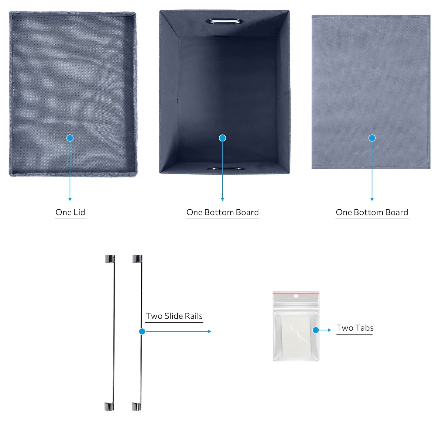 DYWMM File Organizer Collapsible Storage Box for Office File Box with Lids Document Organizer for Office and Home Easy Slide Durable Hanging File Box (Navy Blue)