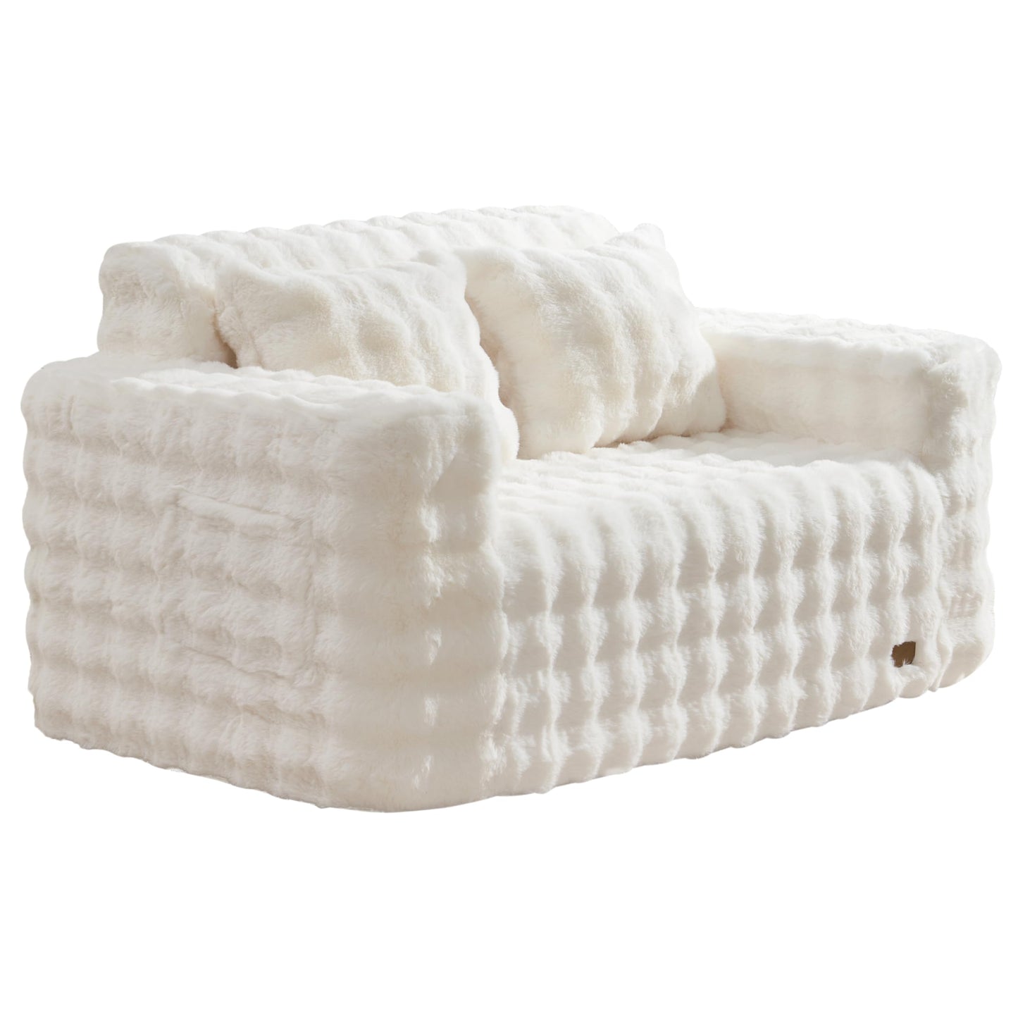 ZurNesfure Sofa Couch Loveseat, Memory Foam Couch with Pillow, Modern Cloud Couch with deep seat and Removable Washable Cover Boneless Sofas for Living Room Bedroom Apartment (White,Loveseat)