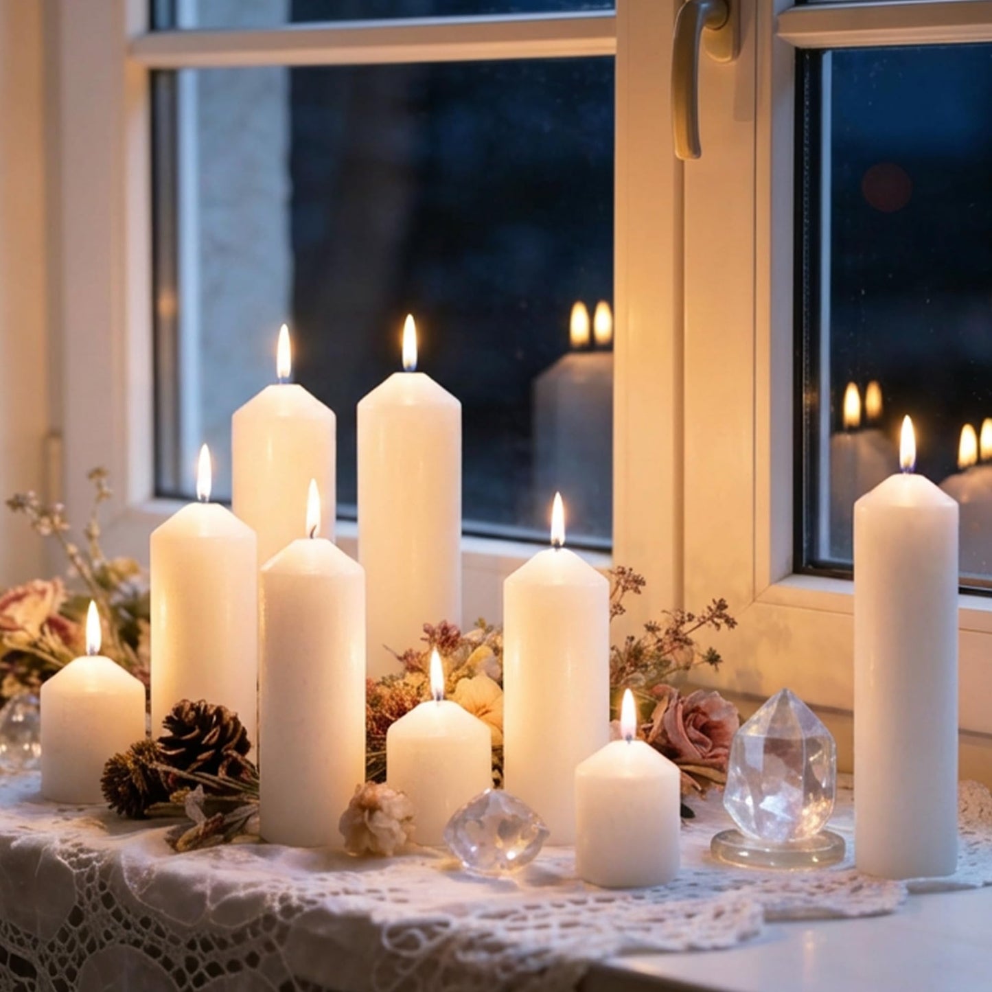 HTTBEIZI Pillar Candles Bulk Set - Unscented, Smokeless, Dripless | 3 Sizes (1 Each): 2x3, 2x6, 2x8 Inches | Ideal for Weddings, Christmas & Home Decor (3, White)