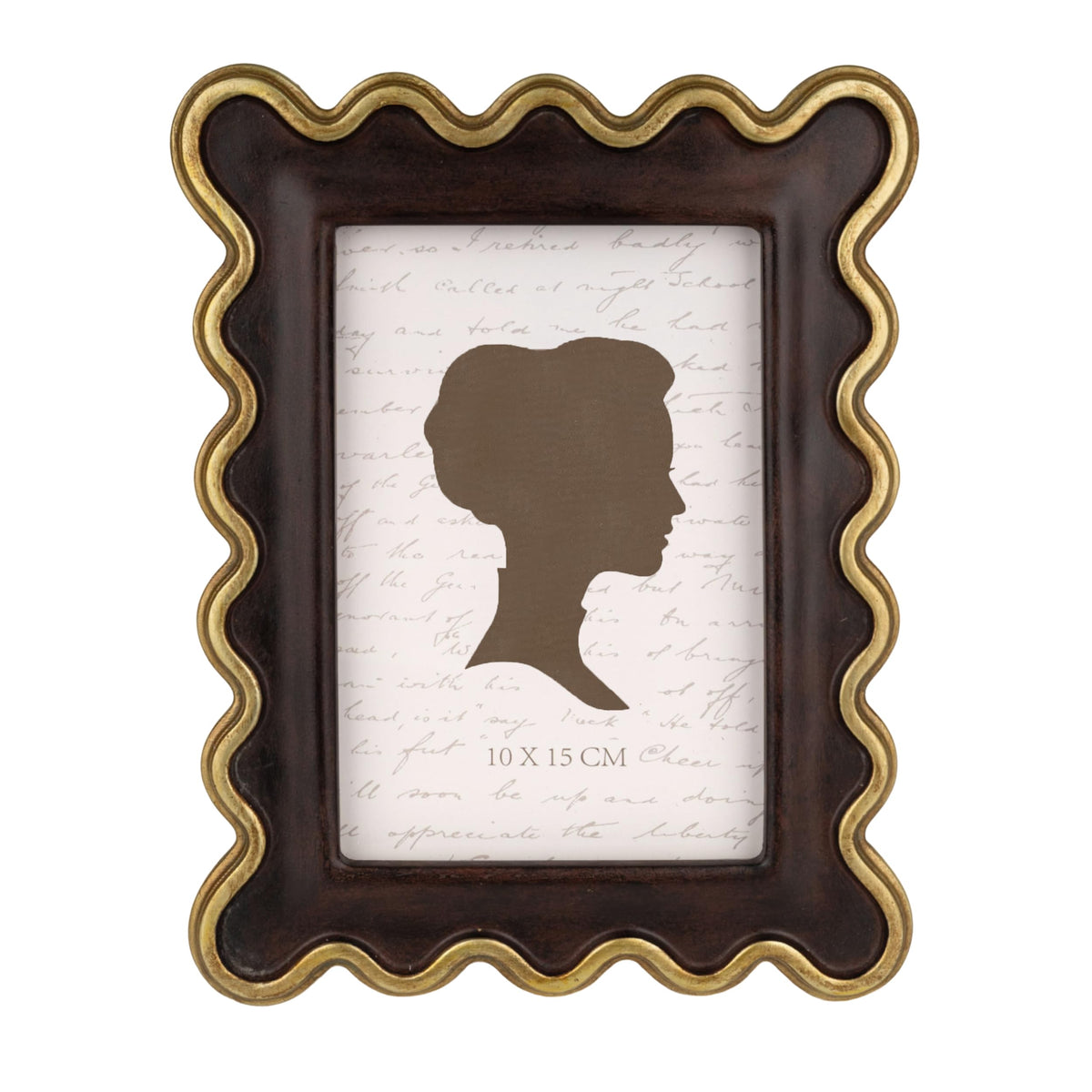 AELS 4x6 Inch Vintage Scalloped Picture Frame, Mid Century Modern Antique Photo Frames with Glass Front, Photo Display, Tabletop Wall Hanging, Gift Ideas, Dark Walnut