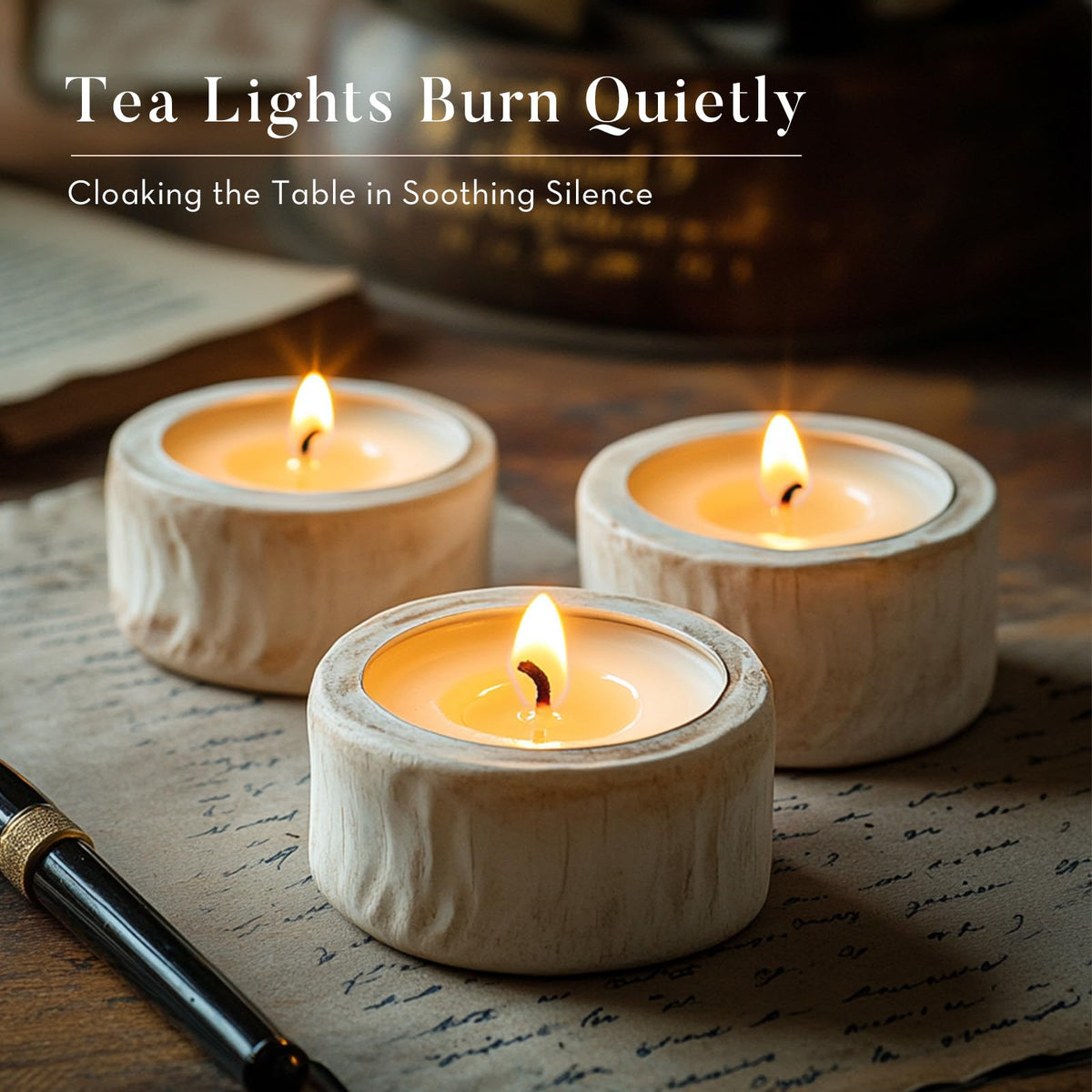 Ashlux 4H Palm Tea Lights Set |Unscented Dripless Smokeless Clean Burning Long Lasting Candles for Wedding Home Decor Dinner Church Holi