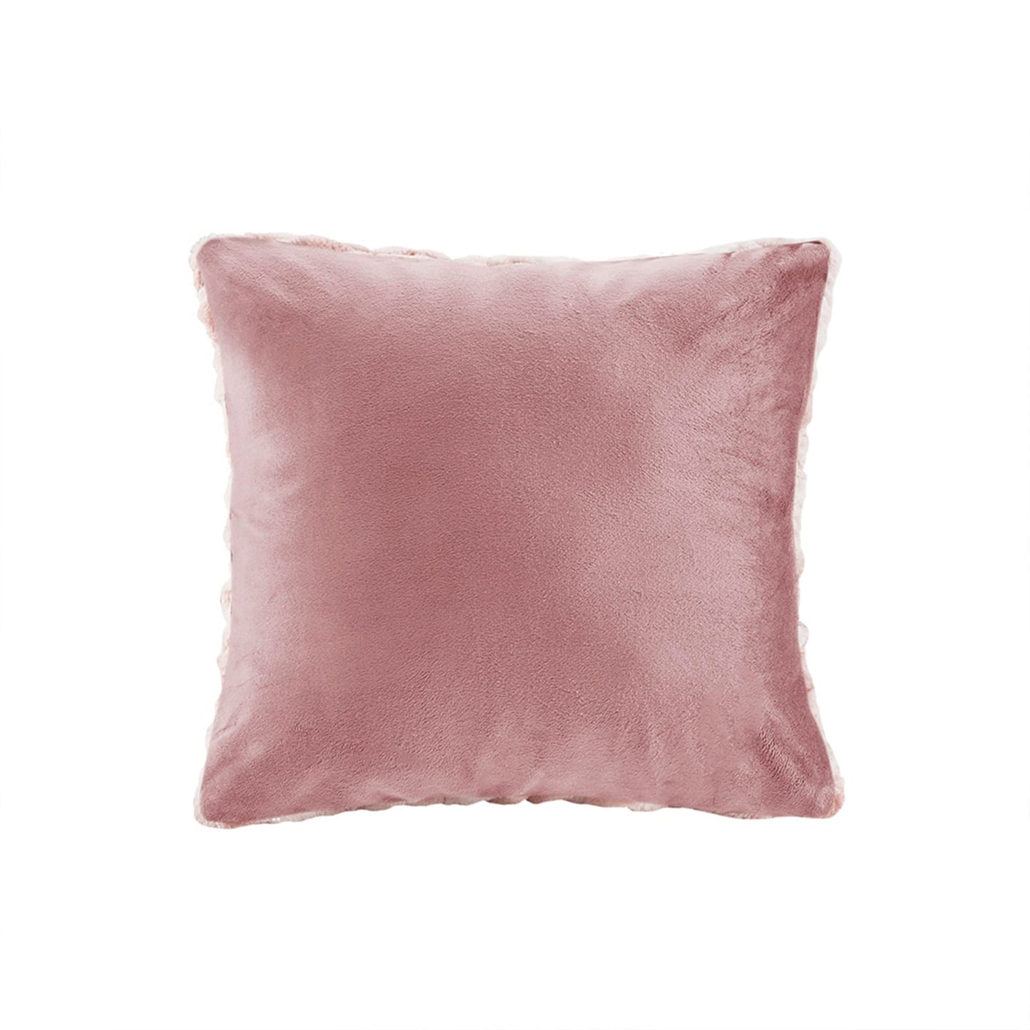 Comfort Spaces Ruched Faux Fur Plush Throw Blanket and Pillow Set with 2 Matching Square Pillow Covers Sofa Throw Blanket for Living Room, Chair, Couch, Home Office Fuzzy Soft Blush Tie Dye 50"x 60"