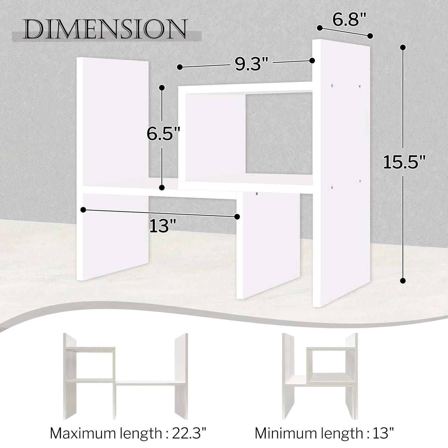 Jerry & Maggie - Desktop Organizer Office Storage Rack Adjustable Wood Display Shelf | Birthday Gifts - Toy - Home Decor | - Free Style Rotation Display - True Natural Stand Shelf (White)
