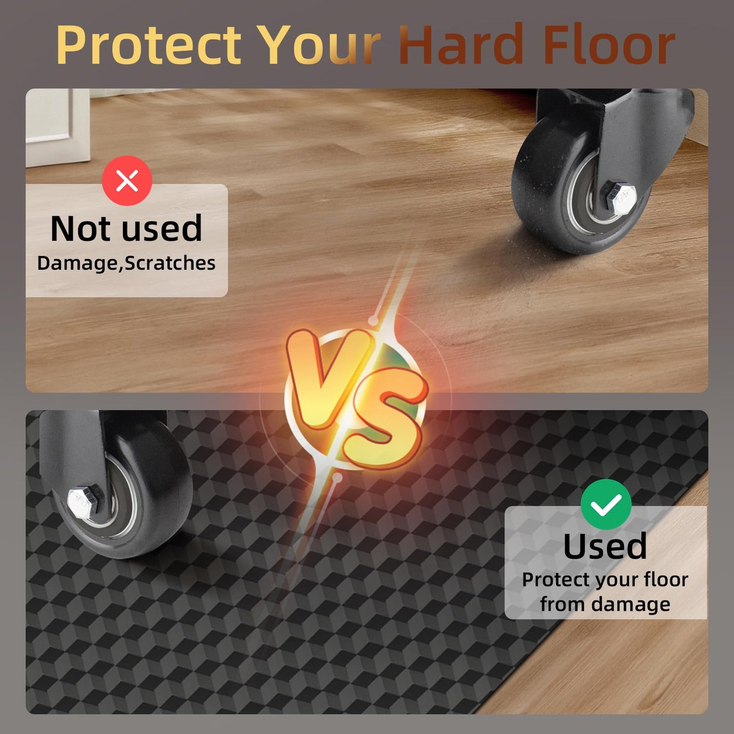 AiBOB Gaming Chair Mat for Hardwood Floors - 48"x36" Office Chair Mat for Hard and Tile Floor | Anti-Slip Protector Mat | Computer Desk Floor Mat for Rolling Chairs, Not for Carpet