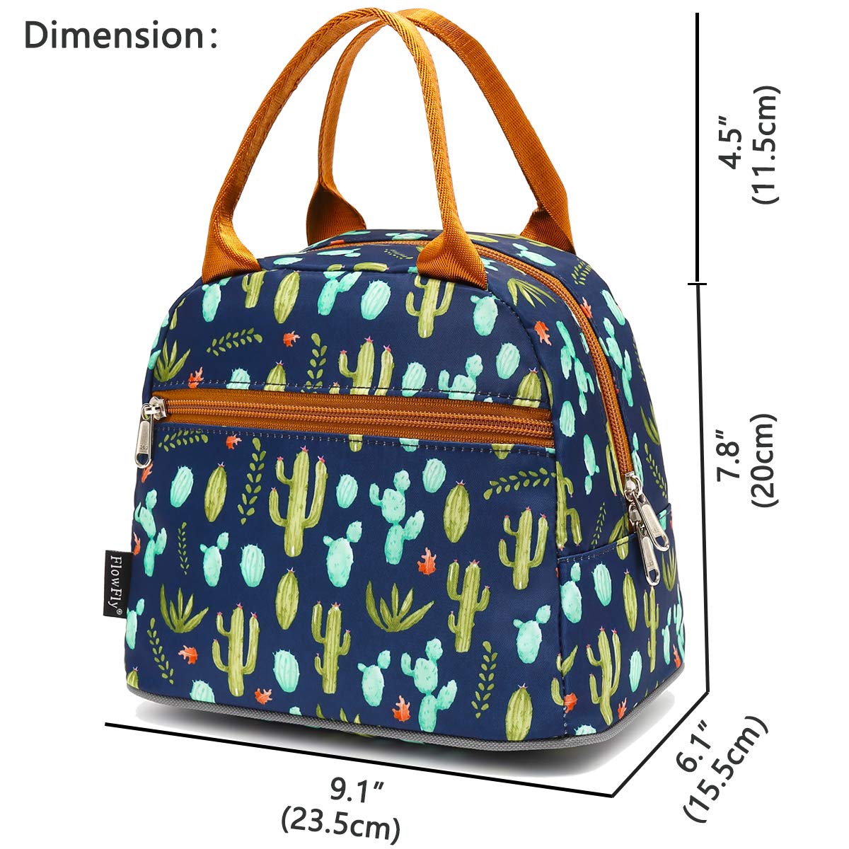 FlowFly Insulated Lunch Cooler Bag - Tote Bag Organizer for Women/Men, Cactus