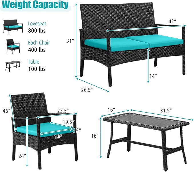 Tangkula 8 Pieces Rattan Conversation Set, Patio Sofa Couch Set