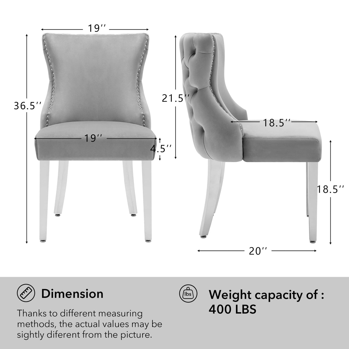 UDAX Velvet Dining Chairs Set of 4, Upholstered Tufted Backrest Sillas de Comedor, Luxurious Dining Chairs with Stainless Steel Legs, Modern Seating for Kitchen, Bedroom & Living Room