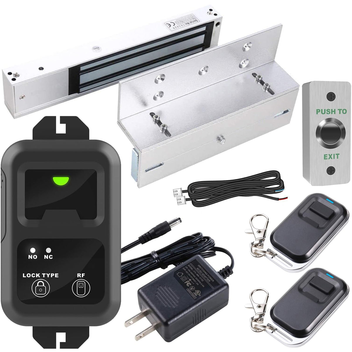 UHPPOTE Remote Door Access Control System 600Lbs Electromagnetic Lock Kit with Z&L Bracket for Inswinging Door