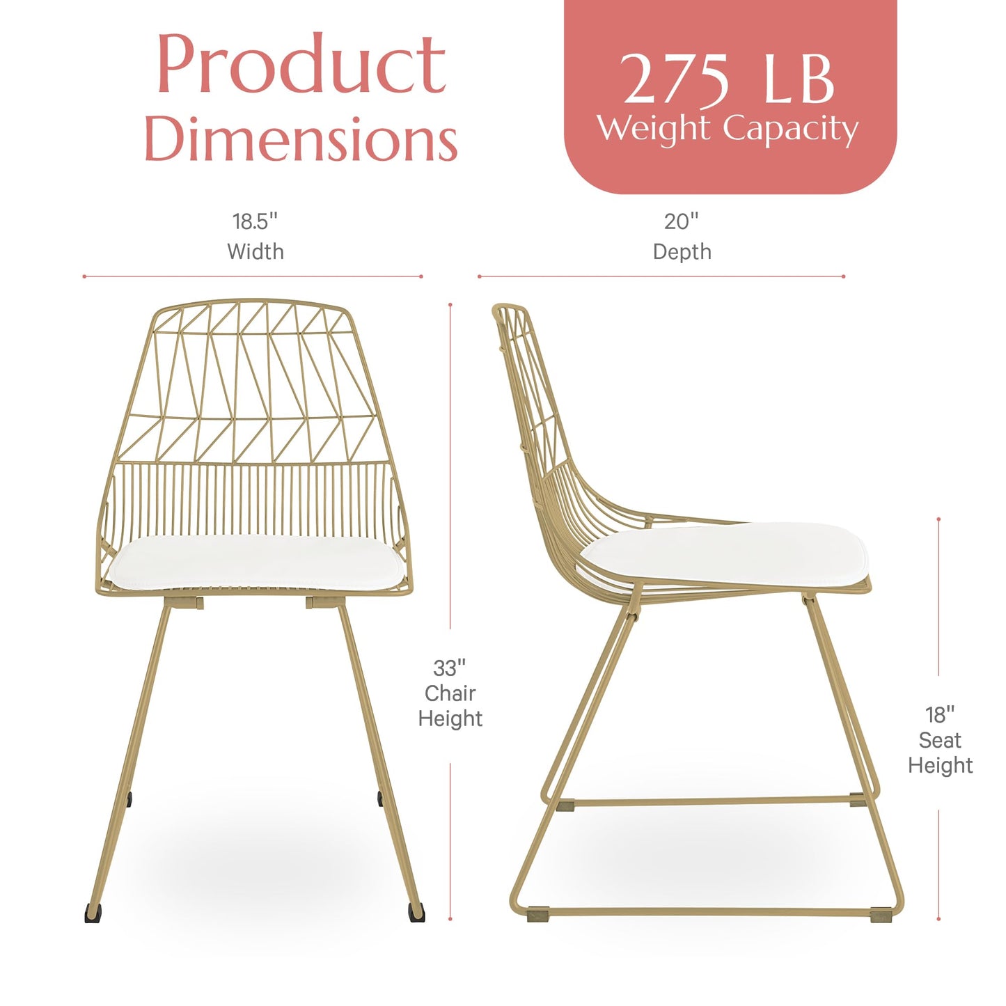 Adore Décor Elle Décor Vivi Dining Chair Set French Gold