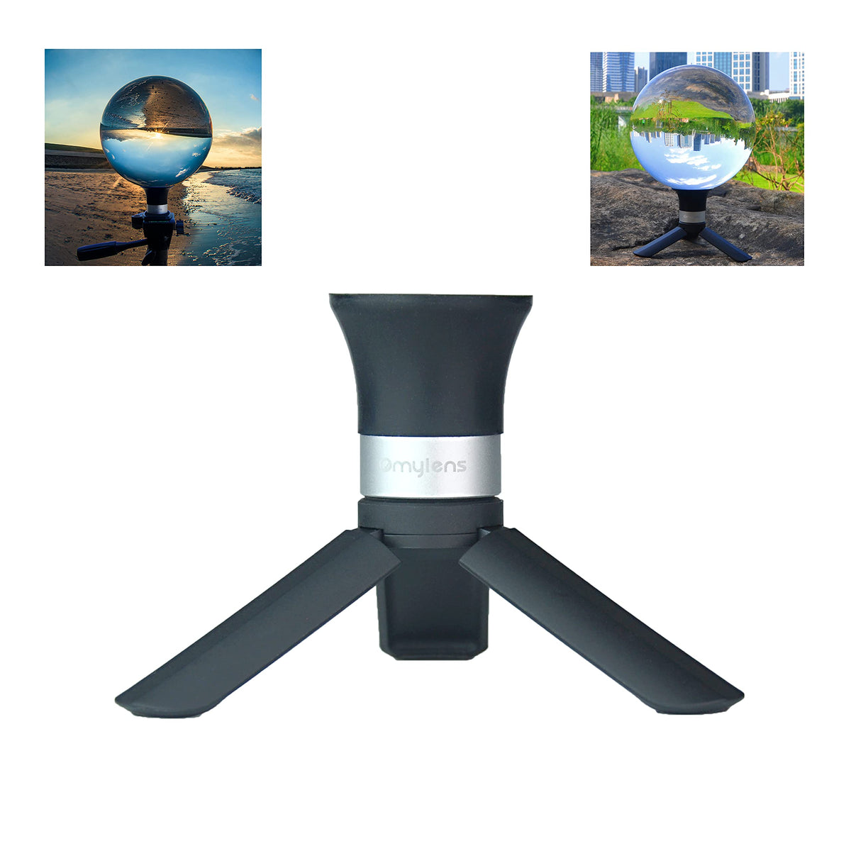 Lens Balls Stand for Photography, Supports 60mm to 150mm(6 inch) Crystal Ball, Lens Ball Holder, Suction Mount Cup+ Alumina Base (1/4"-20 General Internal Thread) + Mini Tripod