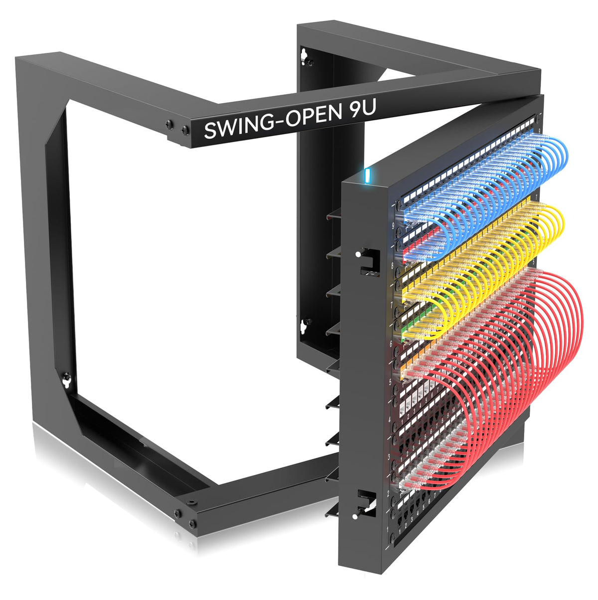 Server Rack Wall Mount 9U with Swing Open, Wall Mount Network Rack for 19 Inch Equipment, Computer Racks & Cabinets for Easy Access, Sturdy Home Network Rack for Small Space