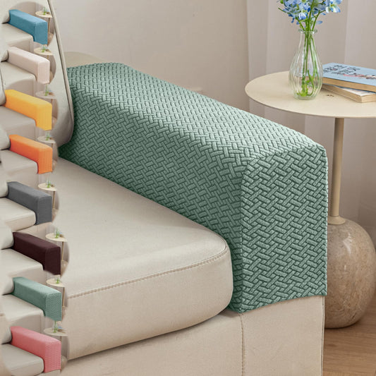 Couch Arm Covers & Arm Chair Covers Set of 2 - Stretch Sofa Armrest Protectors with Non-Slip Grip, Machine Washable Polyester Fabric for Recliner/Loveseat/Sectional (Green,Medium-Set of 2)