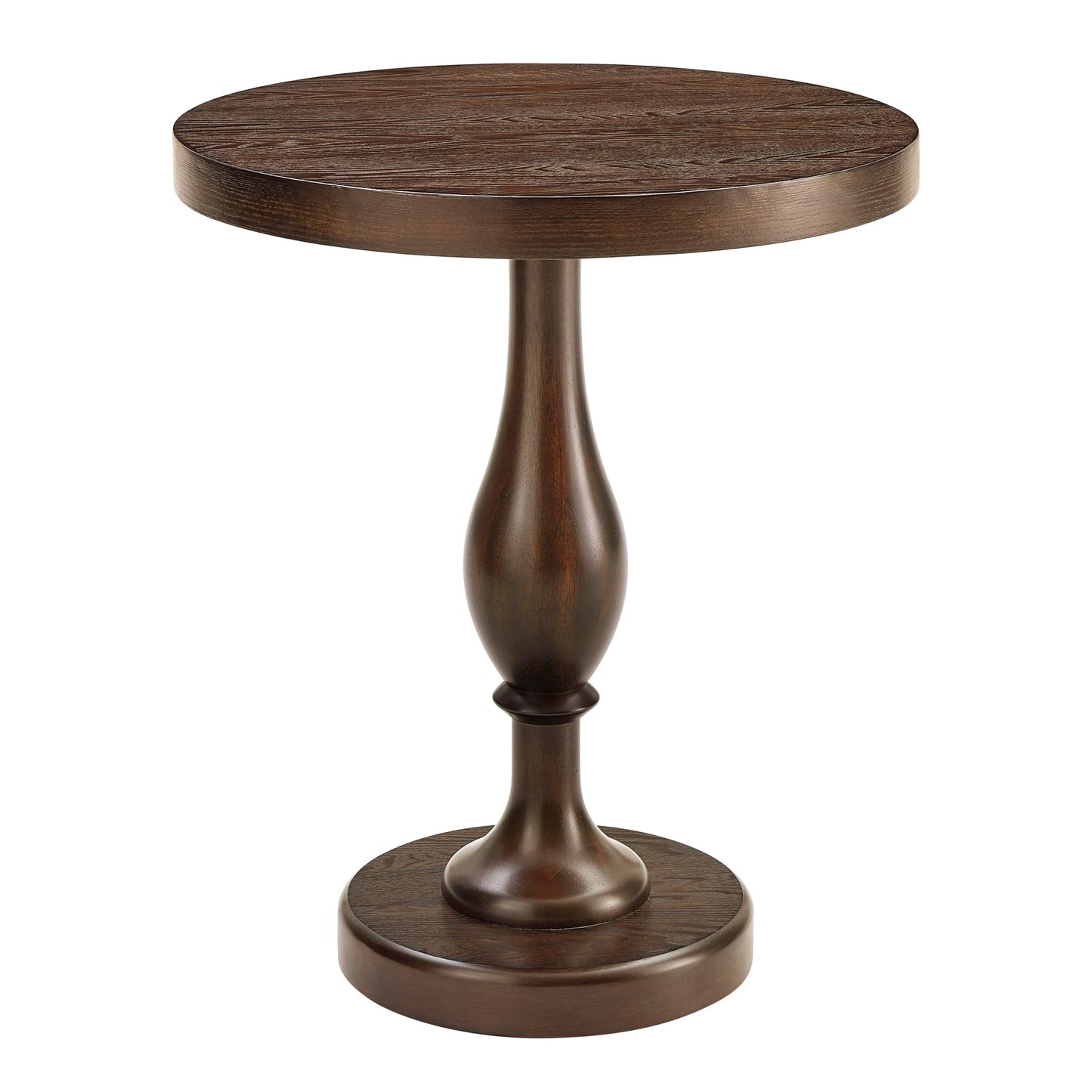 Roundhill Furniture Solmere 22" Round Wood Pedestal End Table, Espresso