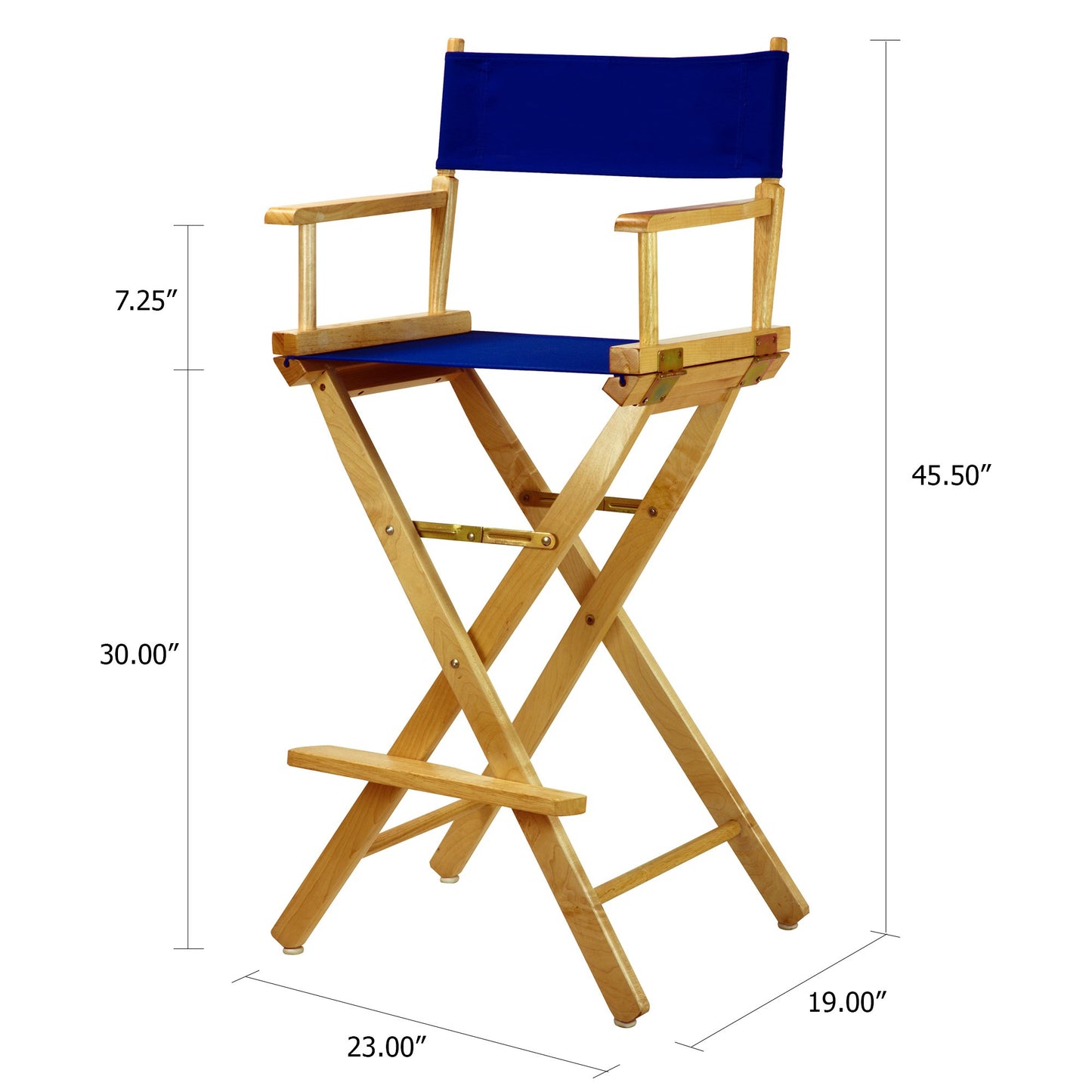 Casual Home 30" Director's Chair Natural Frame-with Roayl Blue Canvas, Bar Height