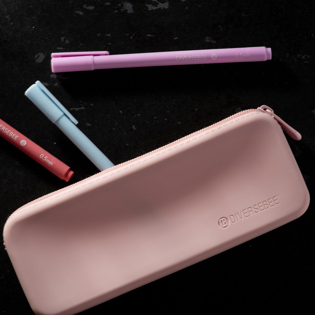 DIVERSEBEE Soft Silicone Pencil Case, Aesthetic Pencil Pouch with Zipper, Cute Pen Bag for School, Bible Journaling Supplies and Accessories, Pencil Organizer (Cherry)