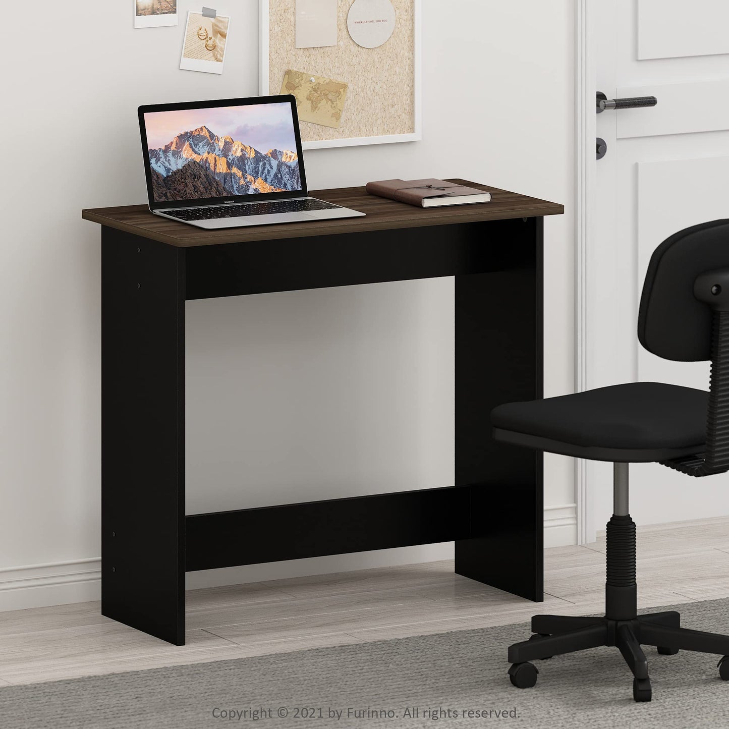 FURINNO Simplistic Study Table, Columbia Walnut