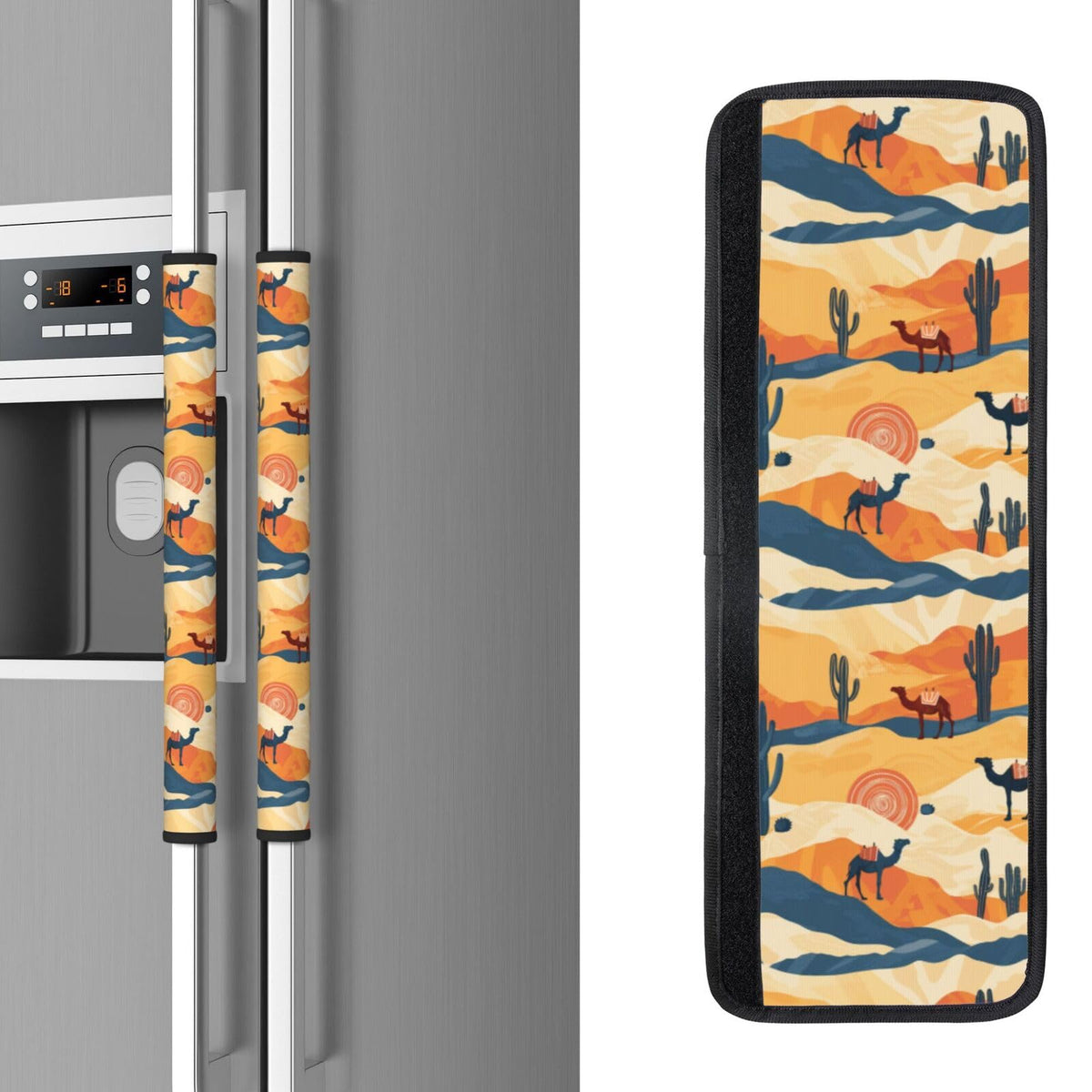 Buyidec Refrigerator Door Handle Covers Western Desert Camels Cactus Sunset Fridge Handle Cover Washable Dishwasher Microwave Fridge Oven Door Decor Handle Cover Keep Your Kitchen Appliances Clean